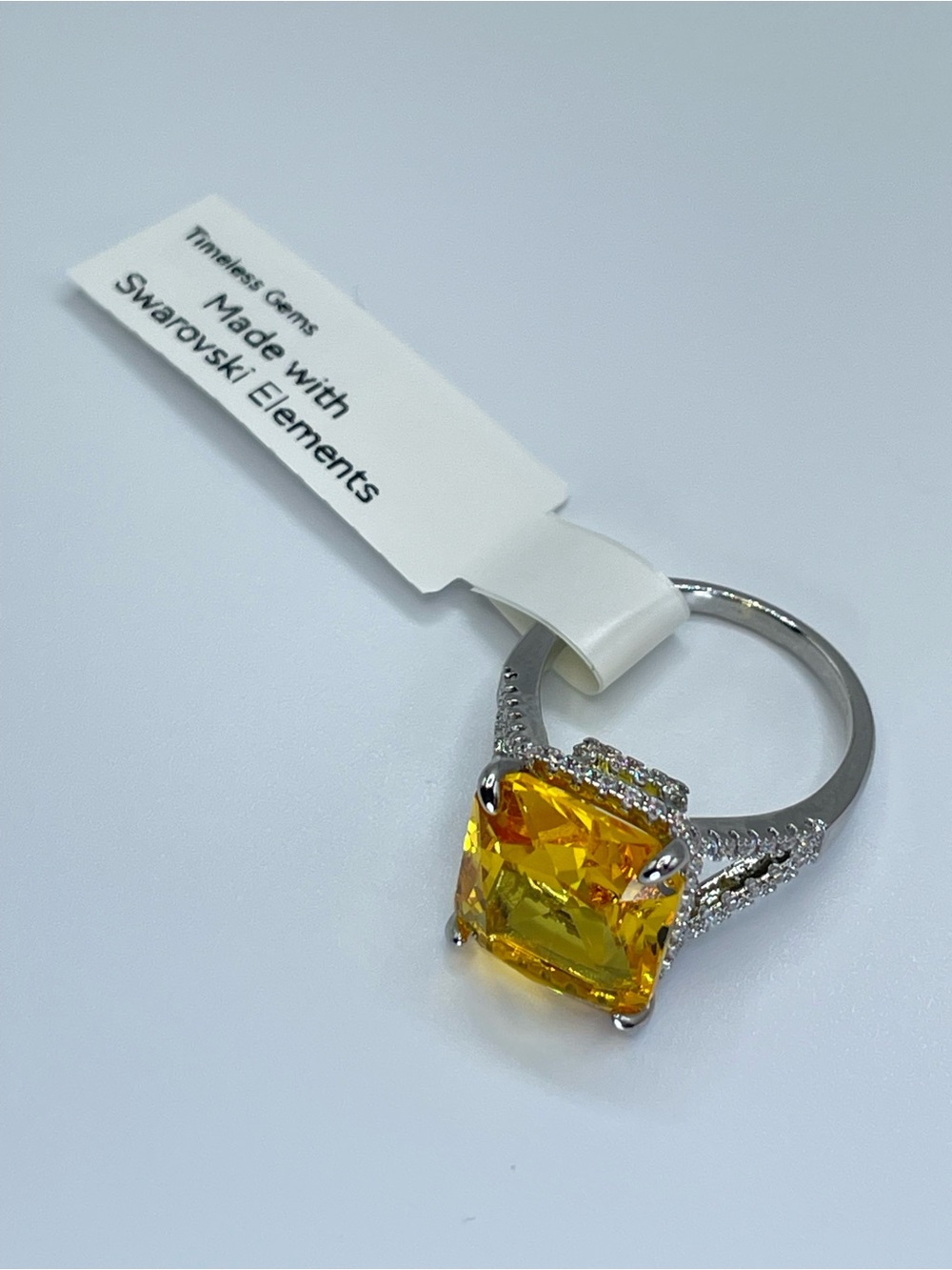 Swarovski Crystal Elements Canary Yellow Swarovski Elements Statement Ring Sz 7 - Picture 5 of 12